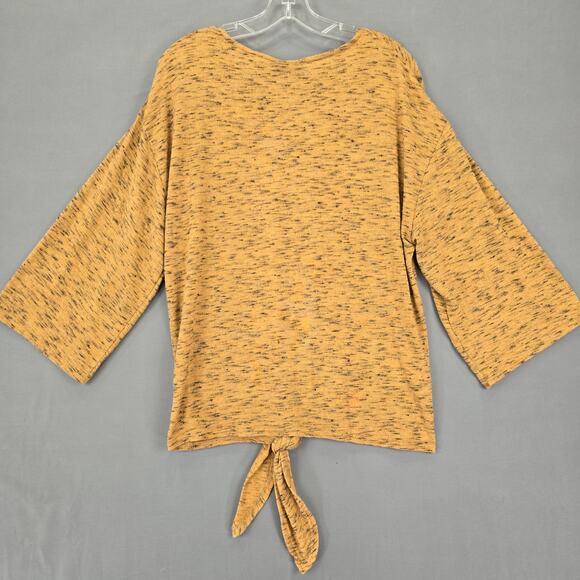 A+A Collection Brown Black Shirt NEW Stretch Knit 3/4 Sleeves V-Neck Women L Top - Picture 3 of 10